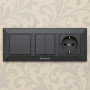 Рамка тримісна горизонтальна Arkedia Slim ABS димчастий [WNTF08032DG-UA1] Panasonic