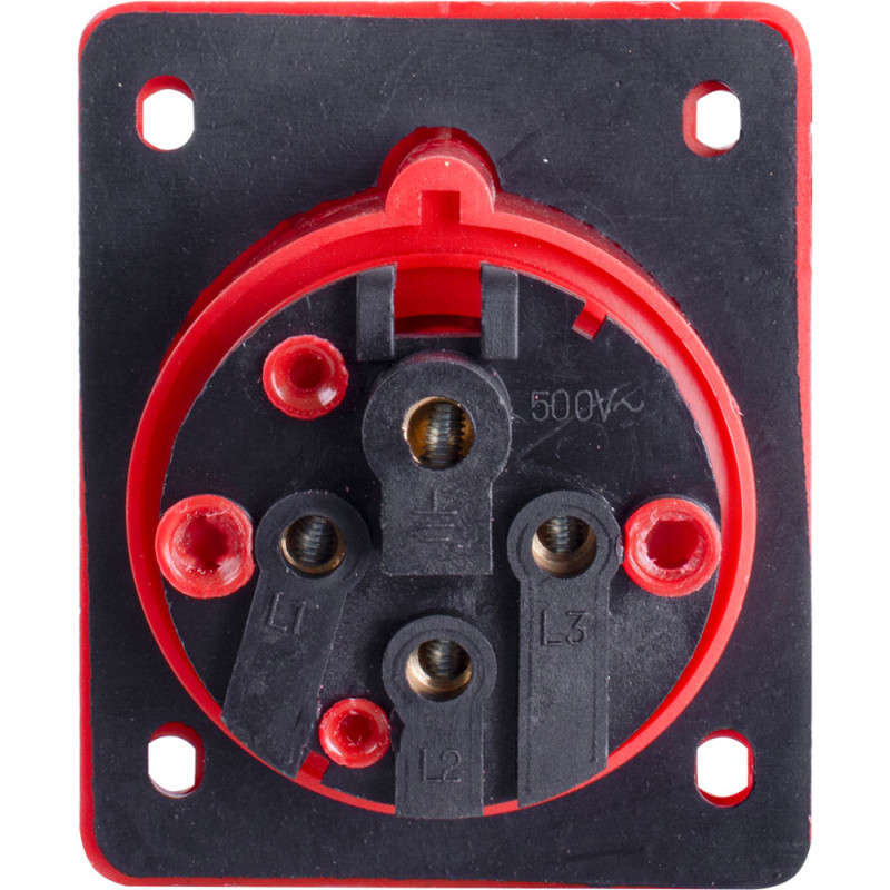 Силова розетка 3P+PE 32А 380В вбудована IP44 червона [p012013] E.NEXT e.socket.pro.4.32.wall
