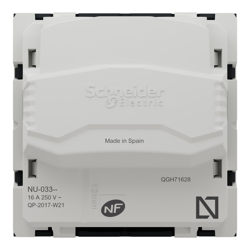 Розетка со шторками 16А Черный 45х45х37mm PC [NU303354] Unica New Schneider Electric