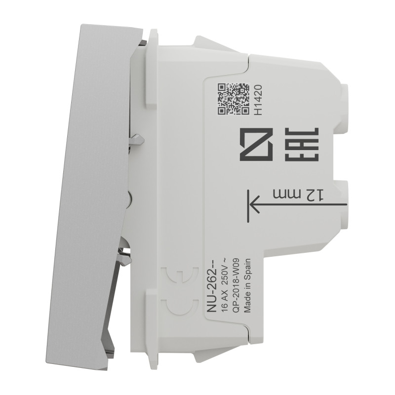 Вимикач 16А Алюміній 45х45х37,75mm ABS-UV [NU326230] Unica New Schneider Electric