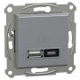 USB розетка тип А+С 21W 3A сталь ABS [EPH2700562] Шнейдер Електрік