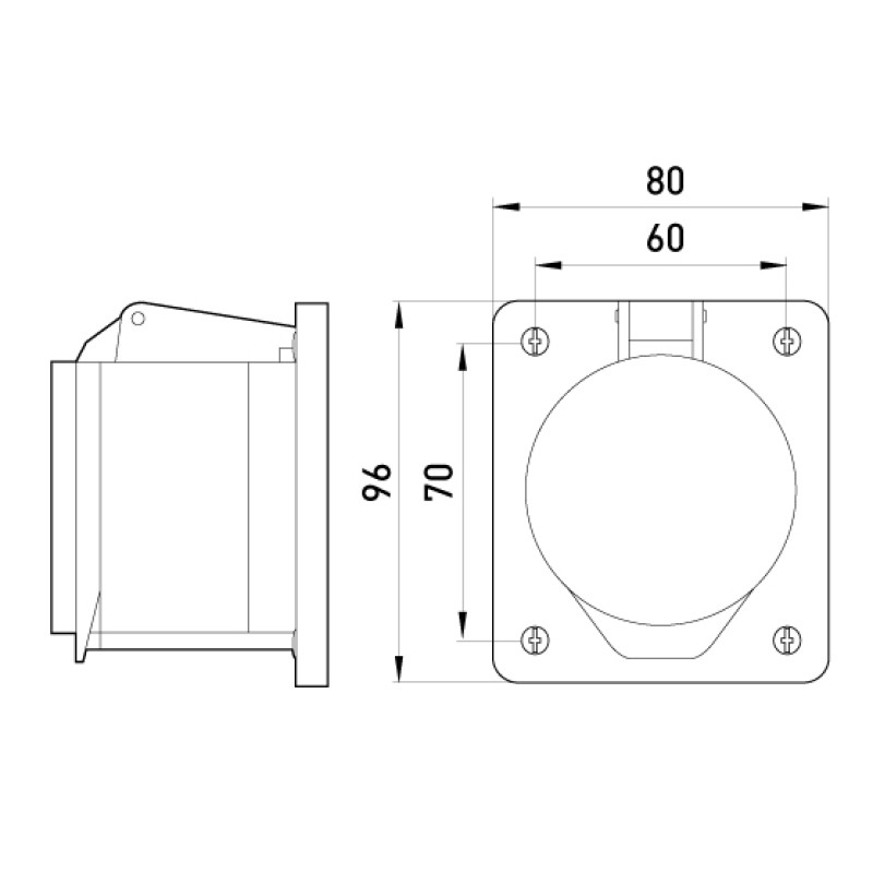 Силова розетка 3P+PE 32А 380В вбудована IP44 червона [p012013] E.NEXT e.socket.pro.4.32.wall
