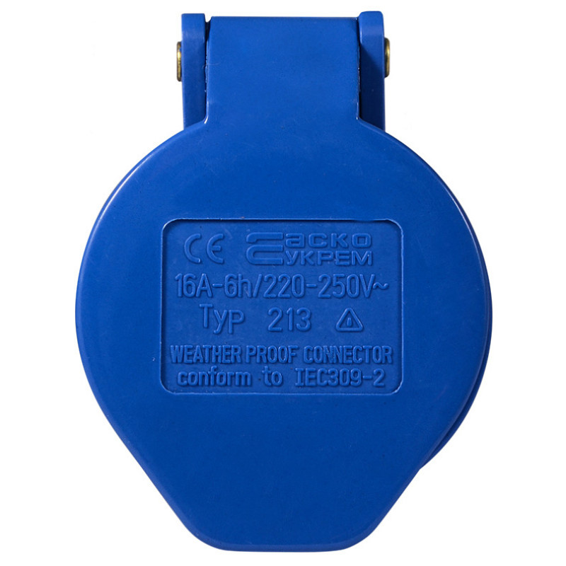Силовая розетка 2P+PE 16А 230В переносная IP44 синяя [A0080020001] ГП (213) АСКО