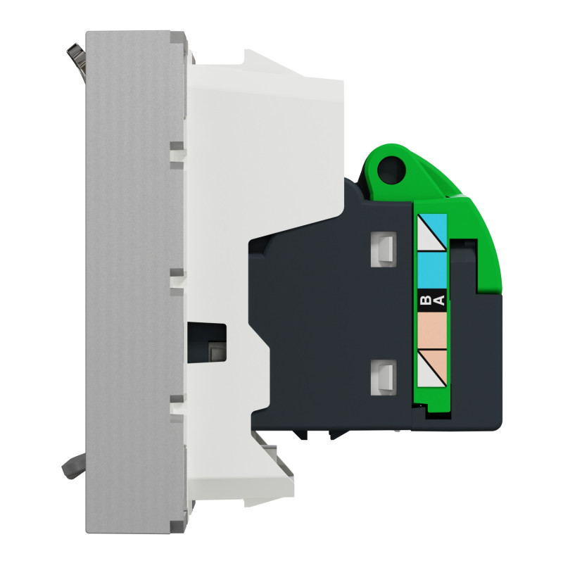 Розетка компьютерная RJ45 категория 5UTP 2 модули алюминий [NU341130] ABS-UV Unica New Шнейдер Электрик