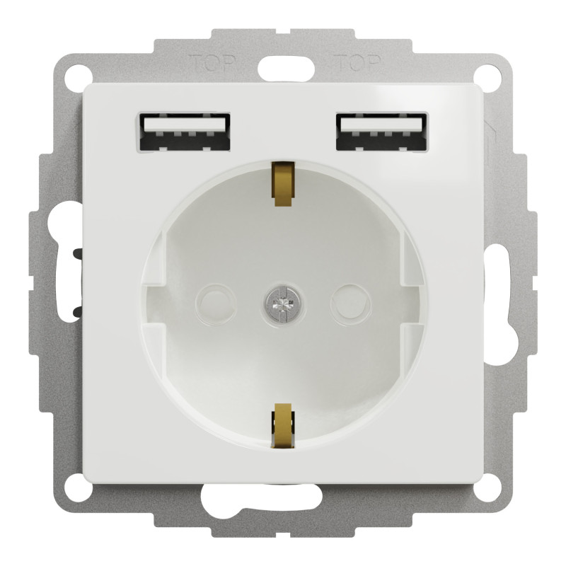 Розетка с заземлением + 2USB тип А белая [SDD111052] PC Sedna Design&Element Шнейдер Электрик