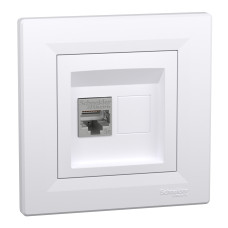 Розетка компьютерная с рамкой RJ45 STP кат.5Е Asfora белая ABS [EPH5000121] Шнейдер Электрик