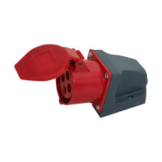 Силовая розетка 3P+PE 32А 400В стационарная IP44 красная [HPC-S124-032-4-IP44-U] UEC