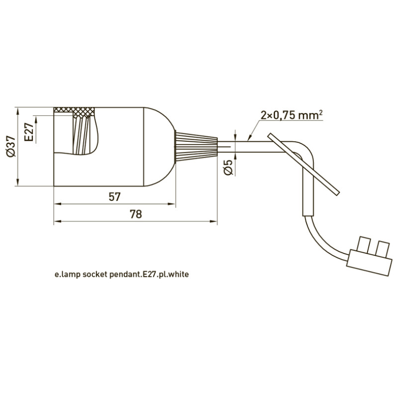 Патрон E27 підвісний з шнуром 15см 78х37mm пластик білий [s9100057] e.lamp socket pendant..E27.pl.white E.NEXT