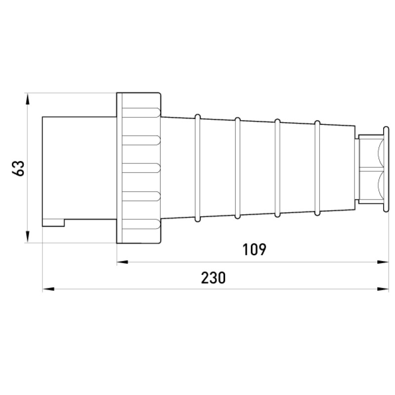 Силовая вилка 3P+PE 63А 380В переносная IP67 красная [p011006] E.NEXT e.plug.pro.4.63