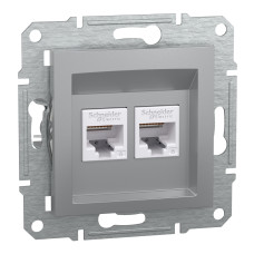 Розетка компьютерная RJ45 UTP кат.6 Asfora алюминий ABS [EPH4800161] Шнейдер Электрик