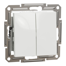 Проходной двухклавишный выключатель ASFORA 71x71x43mm белый [EPH0670121] Schneider Electric