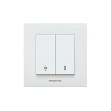 Выключатель проходной двухклавишный Karre Plus 55 с рамкой ABS белый [WDTC90112WH-UA1] Panasonic