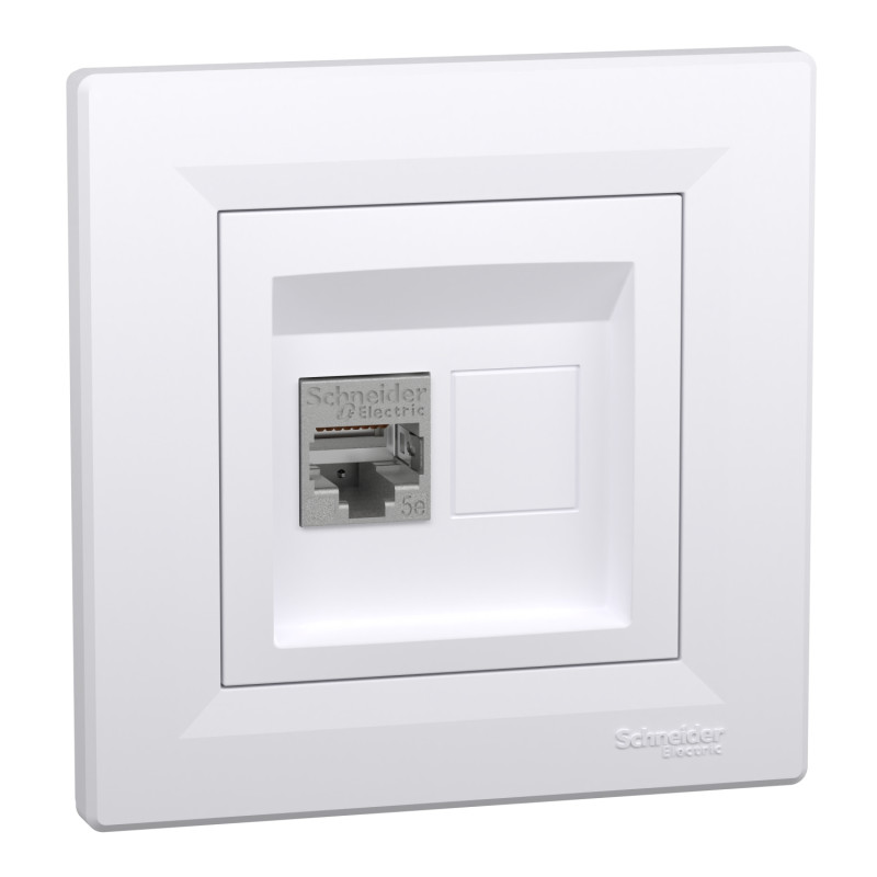 Розетка компьютерная с рамкой RJ45 STP кат.5Е Asfora белая ABS [EPH5000121] Шнейдер Электрик