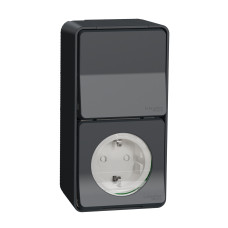 Блок с розетки и переключателя в сборе IP55 черный [MUR36024] PC Mureva Styl Schneider Electric