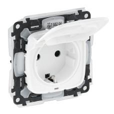 Розетка 2к+3 Valena Allure с заземлением и шторками IP44 белая [755204] Legrand
