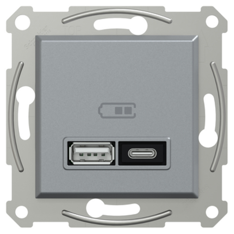 USB розетка тип А+С 21W 3A сталь ABS [EPH2700562] Шнейдер Електрік