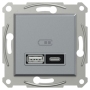 USB розетка тип А+С 21W 3A сталь ABS [EPH2700562] Шнейдер Електрік