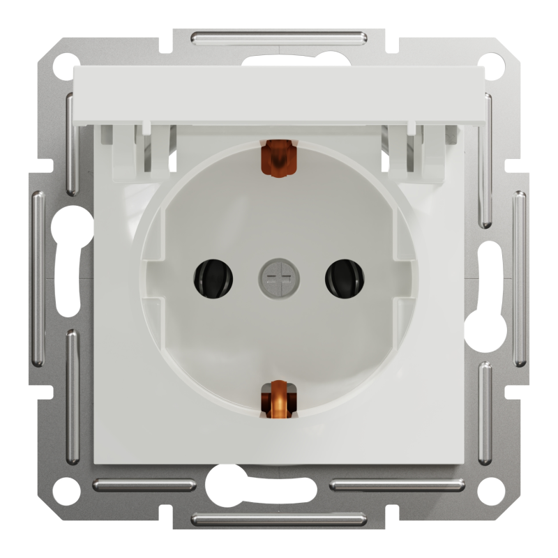Розетка с ж/к и крышкой ASFORA 71x71x42mm белый [EPH3170121] Schneider Electric