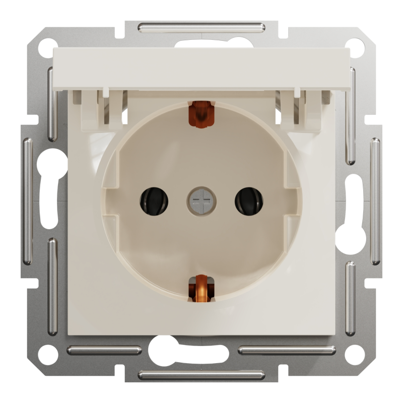 Розетка с ж/к и крышкой ASFORA 71x71x42mm кремовая [EPH3170123] Schneider Electric