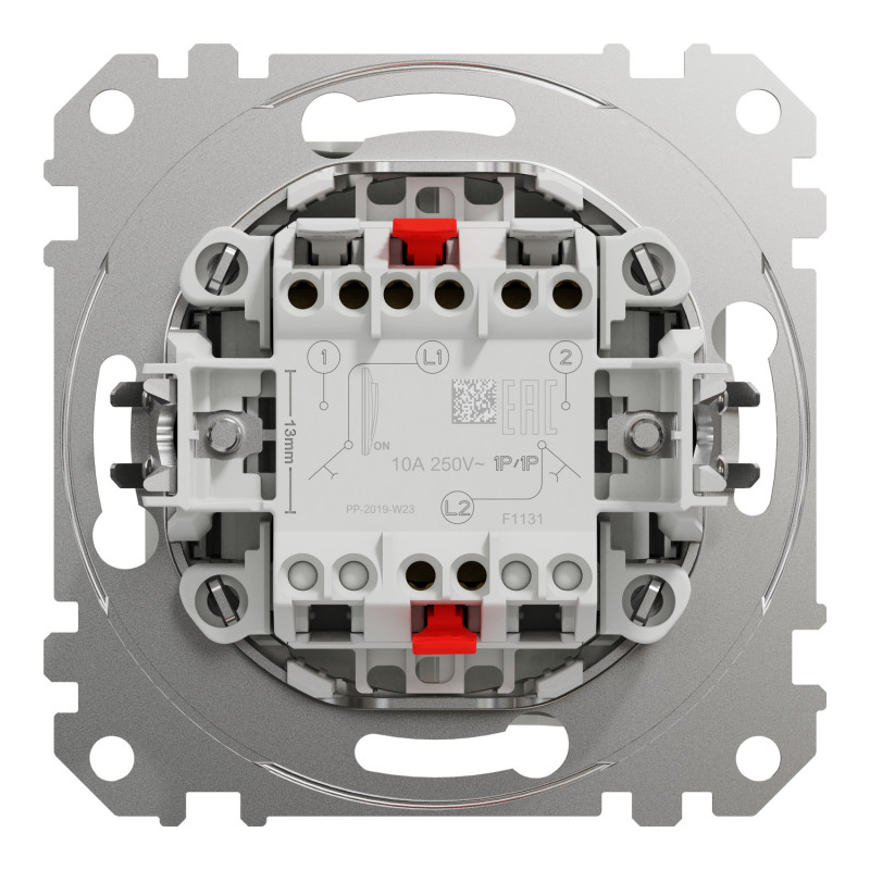 Кнопочный двухклавишный выключатель Белый 73х73х37mm ABS-UV [SDD111118] Sedna Design & Elements Schneider Electric