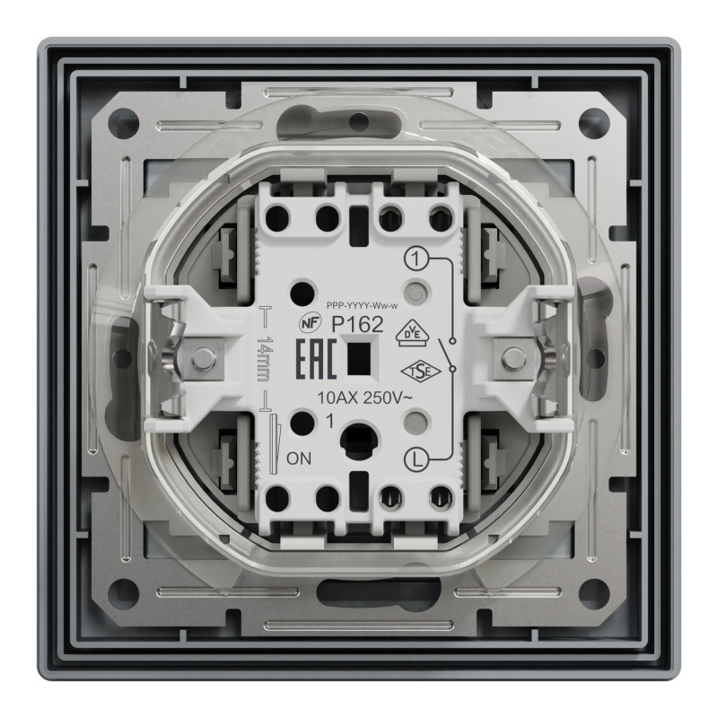 Выключатель одноклавишный IP44 Asfora с рамкой самозажимной ABS сталь [EPH0100262] Шнейдер Электрик