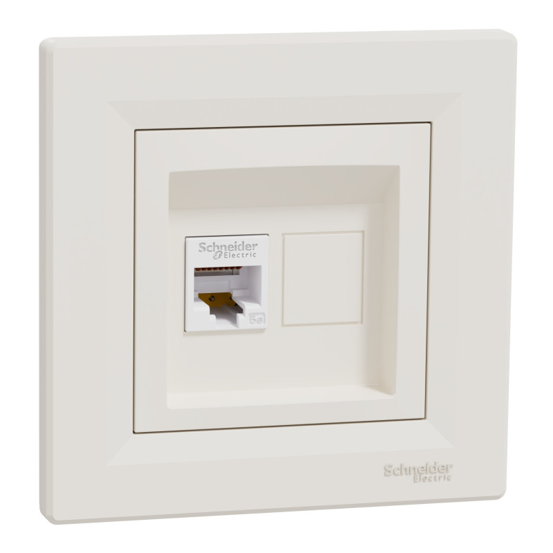 Розетка компьютерная с рамкой RJ45 UTP кат.5Е Asfora слоновая кость ABS [EPH4300123] Шнейдер Электрик