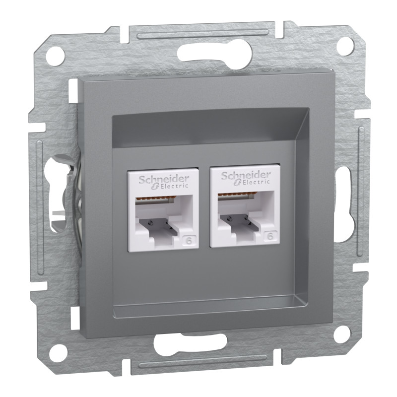 Розетка комп'ютерна RJ45 UTP кат.6 Asfora сталь ABS [EPH4800162] Шнейдер Електрік