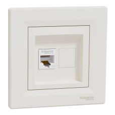 Розетка компьютерная с рамкой RJ45 UTP кат.5Е Asfora слоновая кость ABS [EPH4300123] Шнейдер Электрик