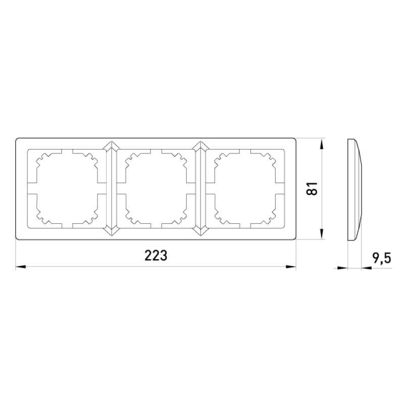 Рамка 3-постовая 223х81х9,5мм слоновая кость [ins0040054] E.NEXT e.lux.10064L.3.fr.ivory