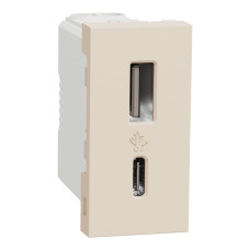 Розетка USB тип A+C Бежевый 45х22.5х39mm PC [NU301644] Unica New Schneider Electric