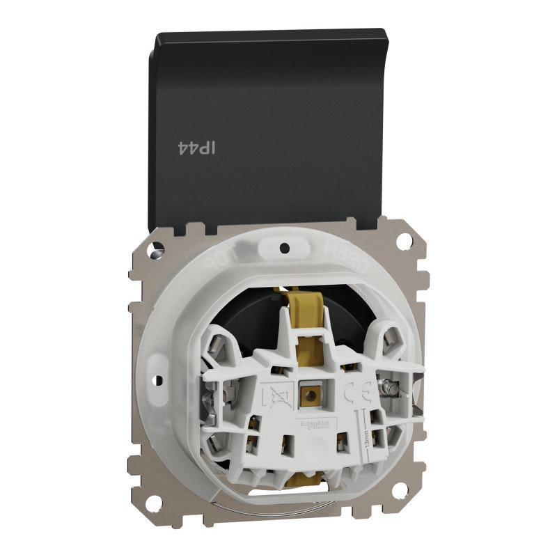 Розетка с з.к. с шторками и крышкой IP44 черная [SDD214024] ABS-UV Sedna Design&Element Шнейдер Электрик