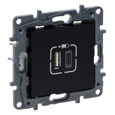 Розетка USB NILOE STEP Тип А+C 12W+15W 5V черная [863540] Legrand