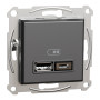 USB розетка А+С 2.4А Asfora ABS чорний [EPH2700371] Шнейдер Електрік