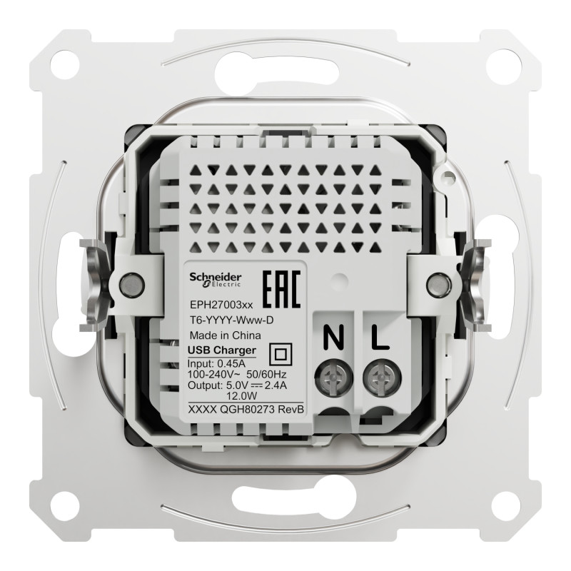 USB розетка А+С 2.4А Asfora ABS чорний [EPH2700371] Шнейдер Електрік