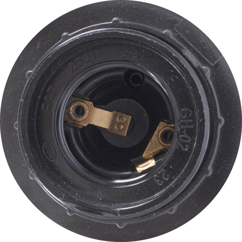 Патрон E27 з гайкою 53х45mm бакелітовий чорний [s9100008] e.lamp socket with nut.e27.bk.black E.NEXT