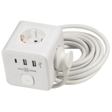 Сетевой фильтр-удлинитель 3 гнезда 3м с з/к 2xUSB+Type C с выключателем [ECO019001015] Ornat АСКО