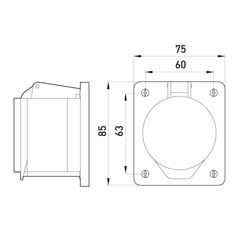 Силовая розетка 3P+N+PE 16А 380В встраиваемая IP44 красная [p012014] E.NEXT e.socket.pro.5.16.wall
