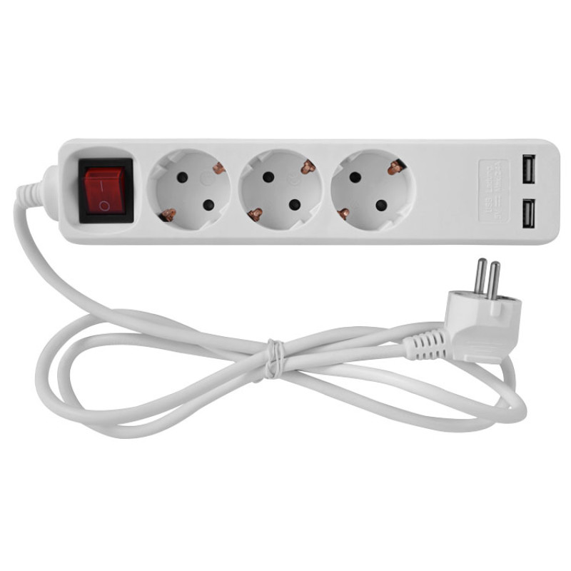 Удлинитель с usb-зарядкой 1.5м с з/к 3 гнезда с выключателем baby protect [s042129] e.es.3.1.5.z.s.b.2.usb E.NEXT