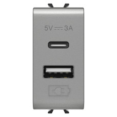 Розетка USB двойная 3A 5В тип A+C 1 модуль Chorusmart тита технополимер [GW14449] Gewiss