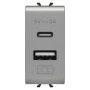 Розетка USB двойная 3A 5В тип A+C 1 модуль Chorusmart тита технополимер [GW14449] Gewiss