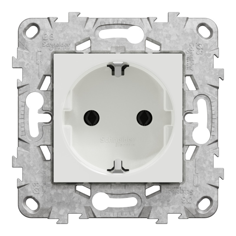 Розетка с з/к 16А Белый 74.5х74.5х40mm PC [NU503618] Unica New Schneider Electric
