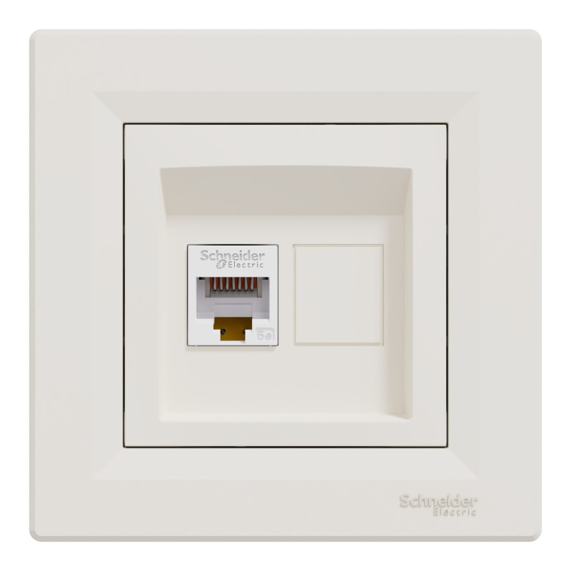Розетка компьютерная с рамкой RJ45 UTP кат.5Е Asfora слоновая кость ABS [EPH4300123] Шнейдер Электрик