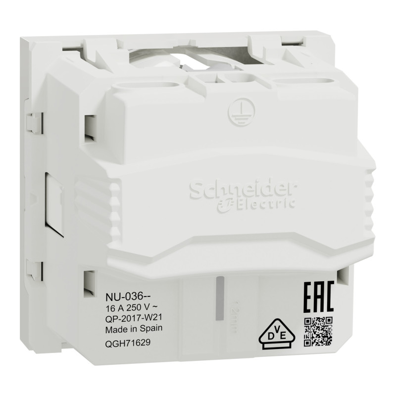 Розетка с з/к и шторками 16А Белый 45х45х40mm PC [NU303618] Unica New Schneider Electric
