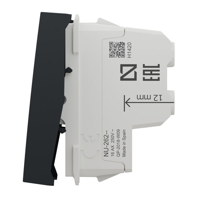 Выключатель 16А Черный 45х45х37,75mm ABS-UV [NU326254] Unica New Schneider Electric