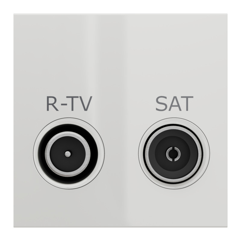 Розетка R-TV SAT проходная 2 модули белая [NU345618] ABS-UV Unica New Шнейдер Электрик