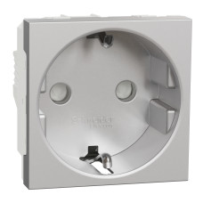 Розетка с з/к и шторками 16А Алюминий 45х45х40mm PC [NU303730] Unica New Schneider Electric