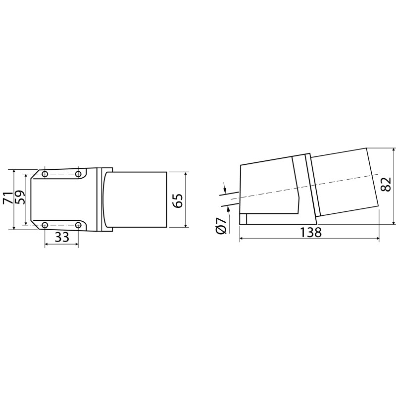 Силовая вилка 3P+PE 32А 400В стационарная IP44 красная [A0080060005] ВС (524) АСКО