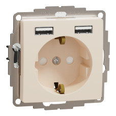 Розетка с заземлением + 2USB тип А бежевая [SDD112052] PC Sedna Design&Element Шнейдер Электрик