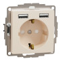 Розетка с заземлением + 2USB тип А бежевая [SDD112052] PC Sedna Design&Element Шнейдер Электрик