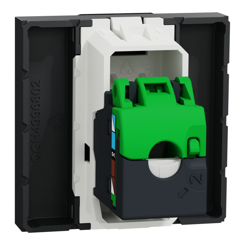 Розетка компьютерная RJ45 категория 5UTP 2 модули антрацит [NU341154] ABS-UV Unica New Шнейдер Электрик